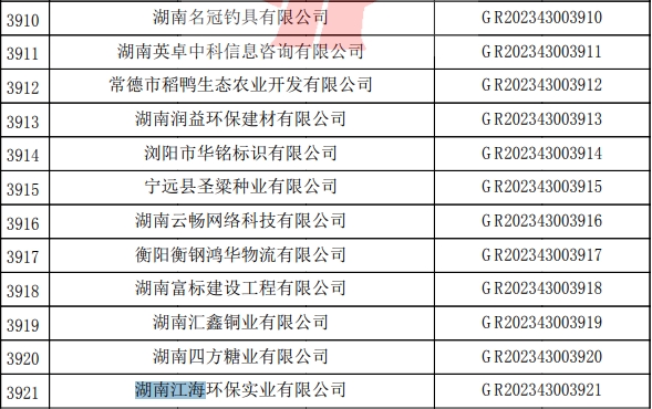 2023年湖南江海，“高新技術(shù)企業(yè)”復審順利通過！